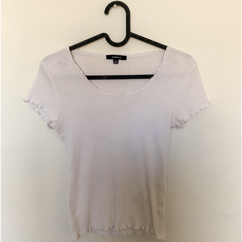 Ambiance White Dentelle Striped Tee